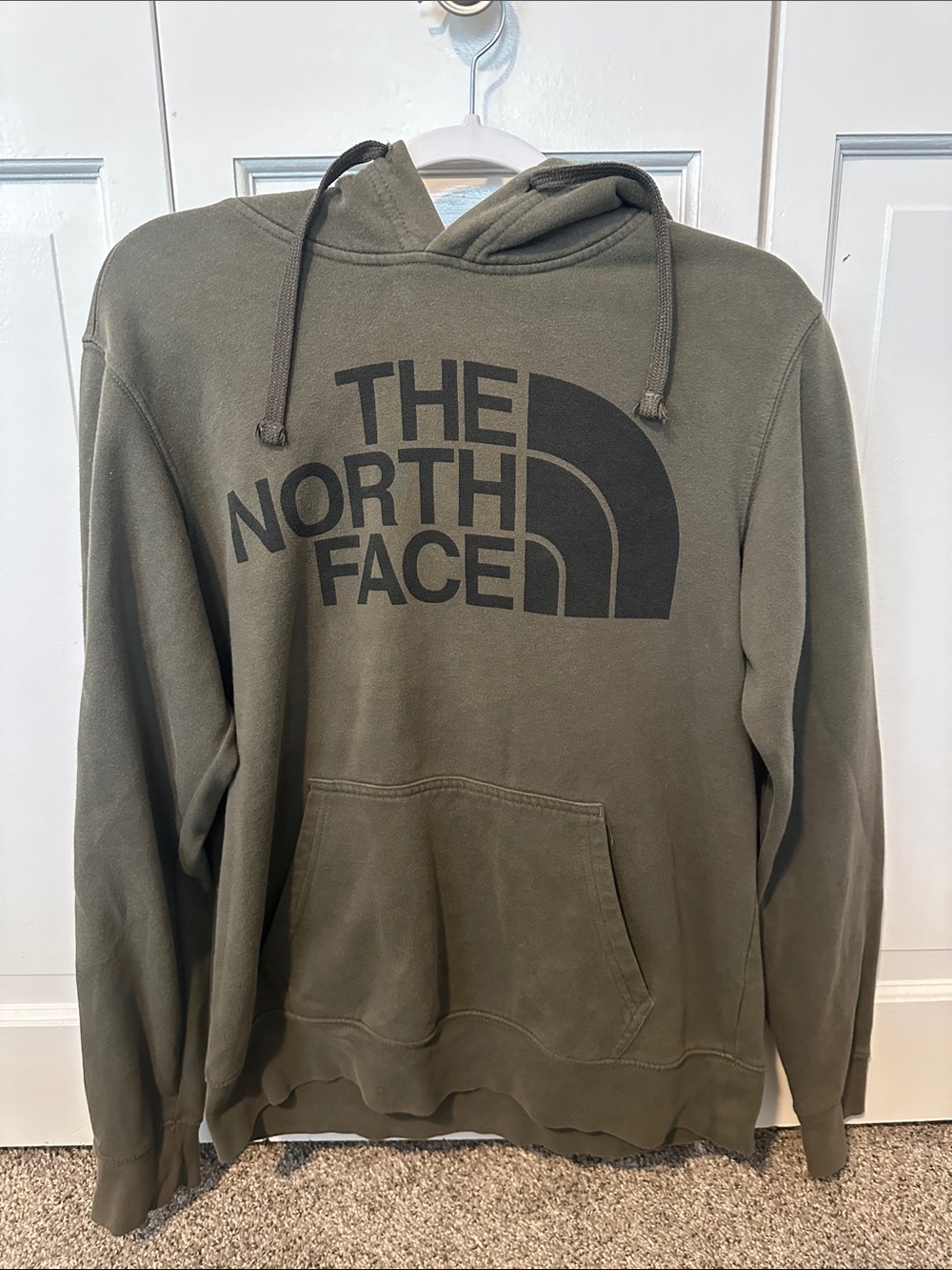 The North Face Olive Green Pullover Hoodie with Black Logo
